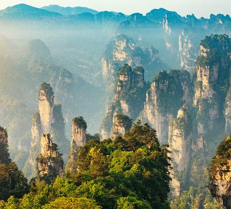 Thousands of undulating mountain peaks seen from Huangshizhai