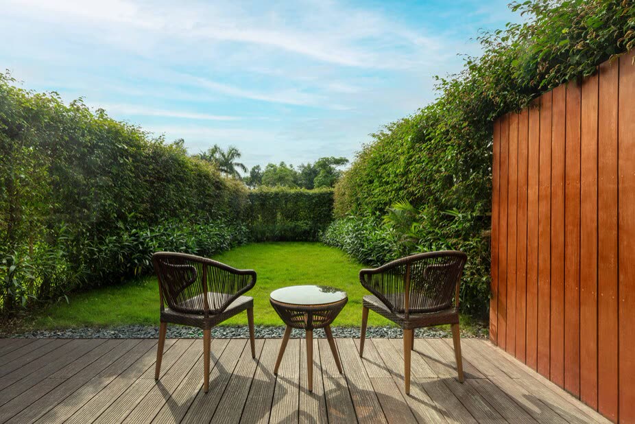 Garden Terrace Room balcony with private lawn at Midea Shunde