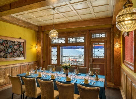 Tibetan-styled lounge at Songtsam Lhasa Linka