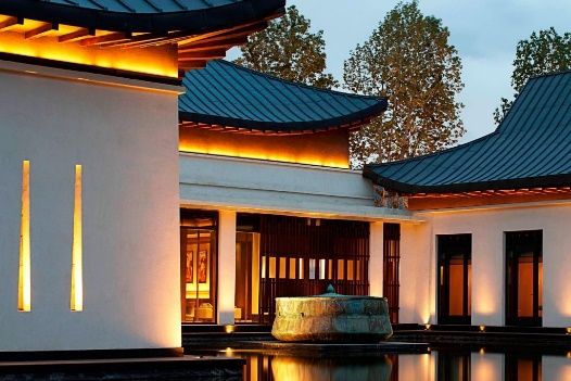 Lantern-lit courtyard entrance at The St. Regis Lhasa Resort