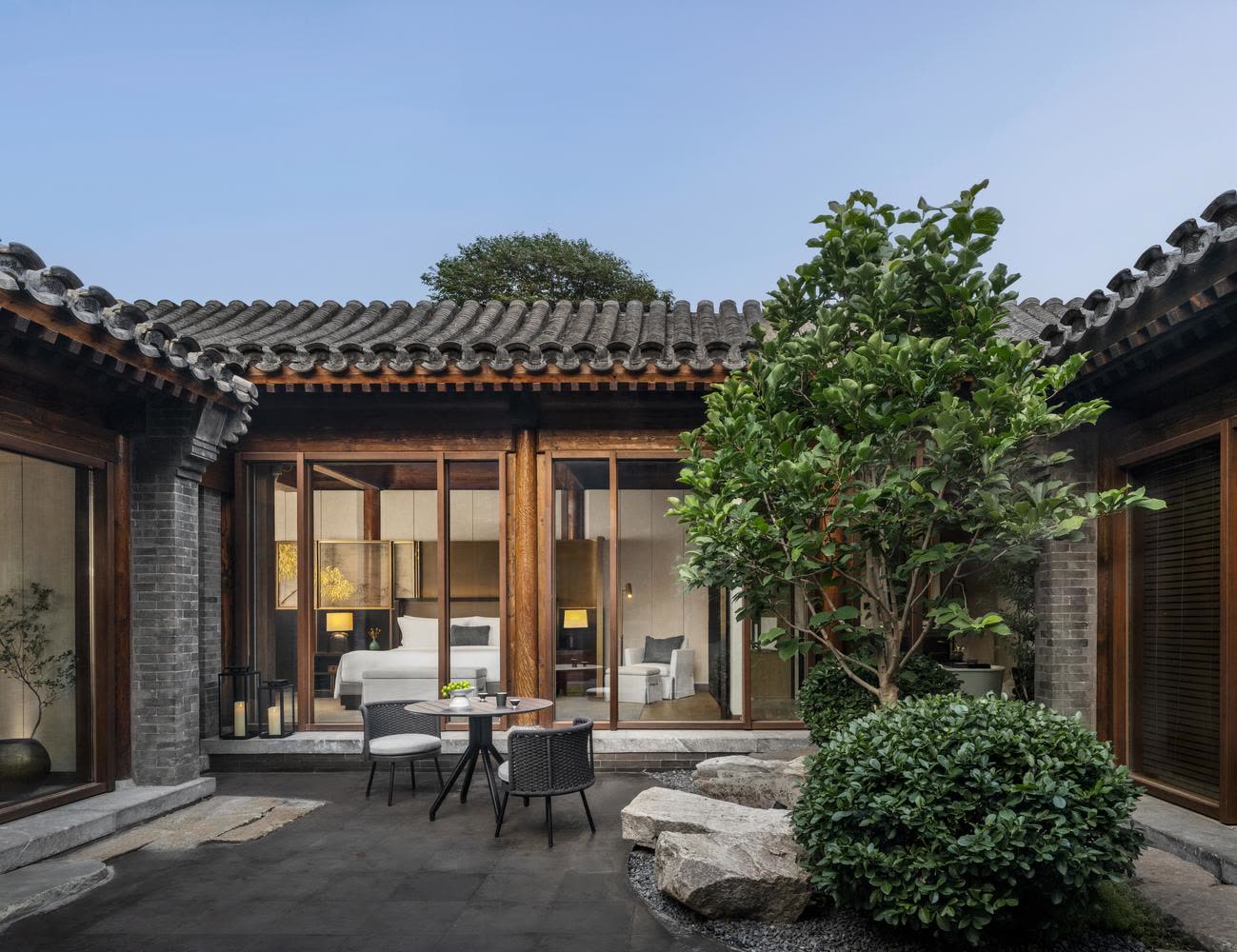 Private courtyard of a Grand Courtyard house at Mandarin Oriental Qianmen, Beijing