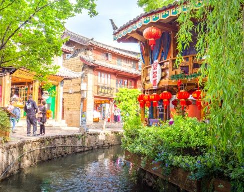 Shaxi Old Town's canalside lanes and lanterns