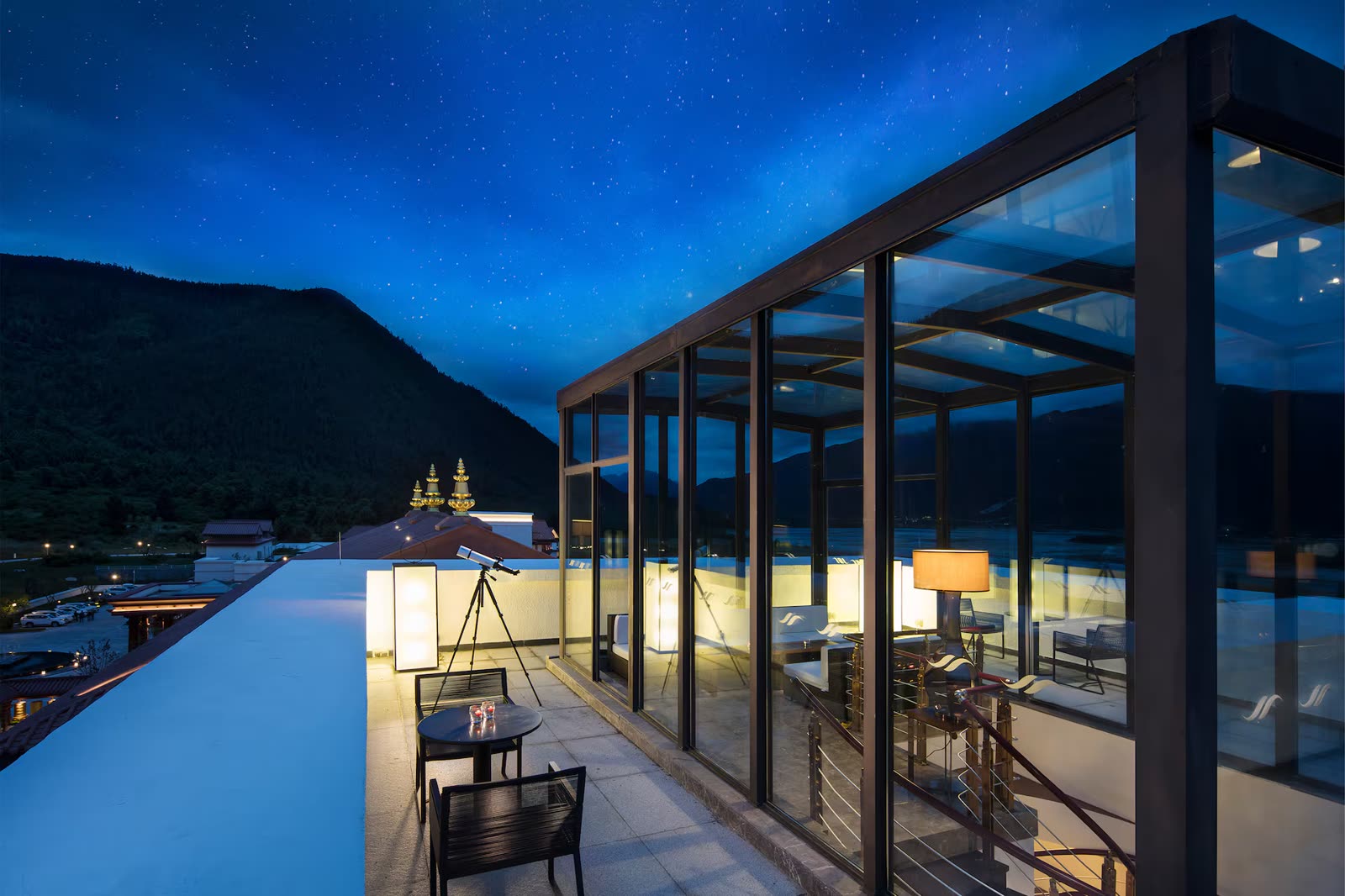 The Address rooftop bar at Hilton Nyingchi Resort