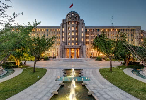 Facade of Sofitel Legendary on Renmin Square, Xi'an at dusk